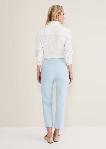 Phase Eight Julianna Cropped Straight Legs Trousers Blue USA | 6459832-KB